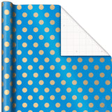 Hallmark All Occasion Wrapping Paper Bundle with Cut Lines on Reverse - Blue, Emerald, Magenta & Gold (3-Pack: 105 sq. ft. ttl.) for Birthdays, Weddings, Valentine's Day, Graduations & Bridal Showers