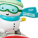 Keepsake Christmas Ornament 2024, Grandson Snowboarding Snowman 2024, Family Gifts