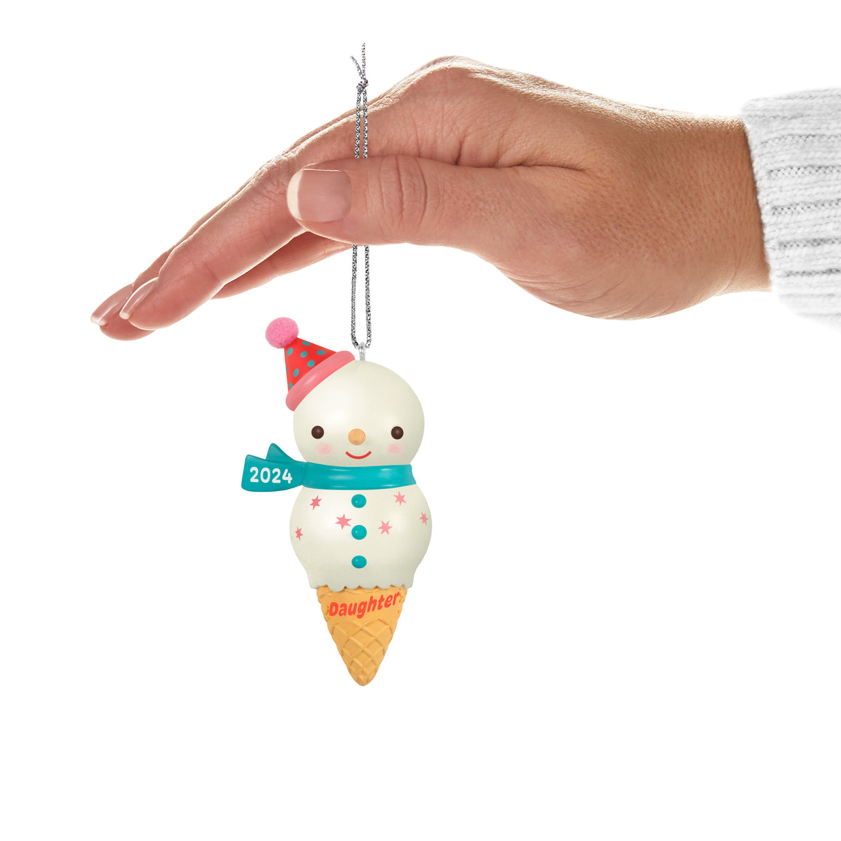 Keepsake Christmas Ornament 2024, Daughter Snowman Ice Cream Cone 2024, Family Gifts