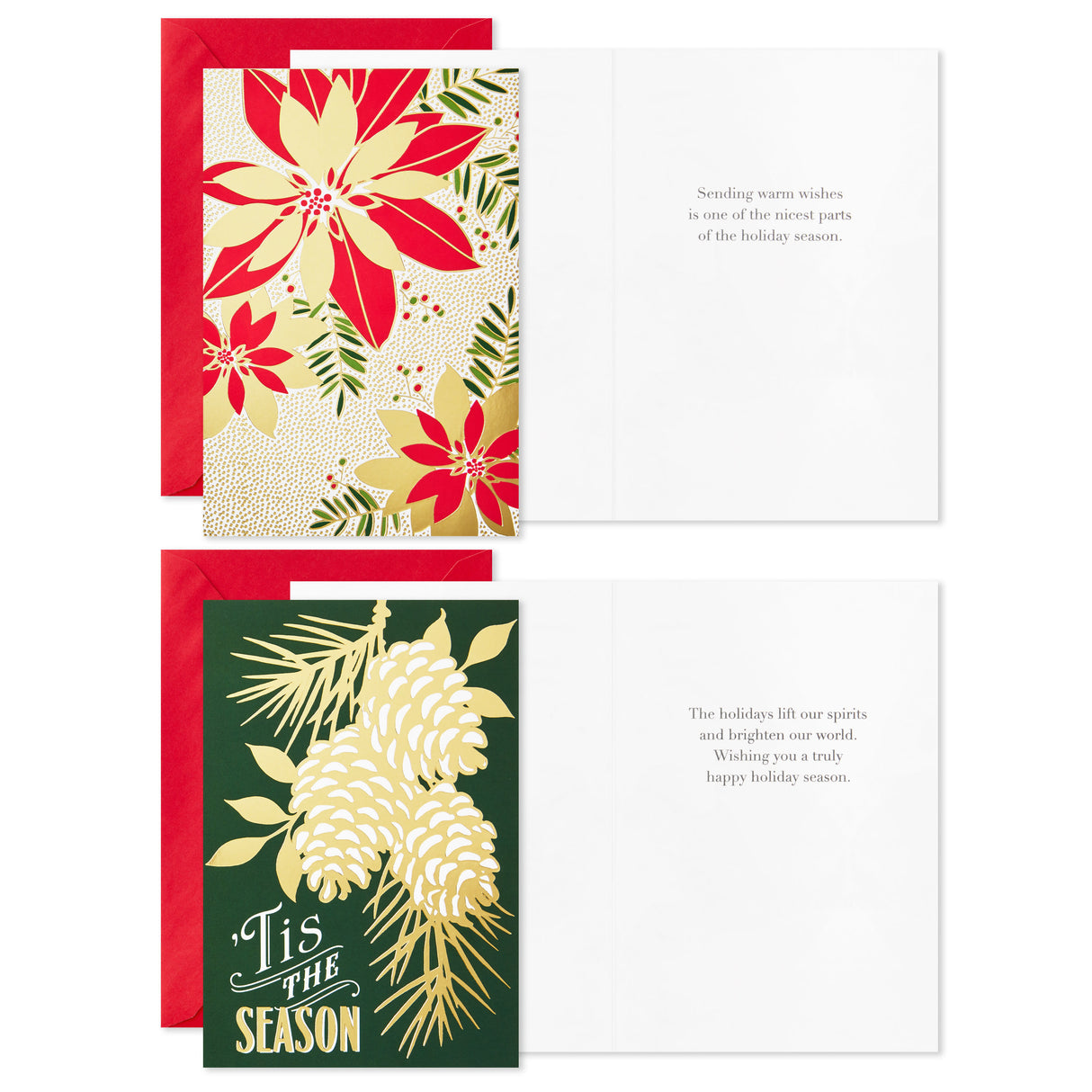 Boxed Christmas Cards Assortment, Gold Foil Classic (6 Designs, 36 Cards with Envelopes)