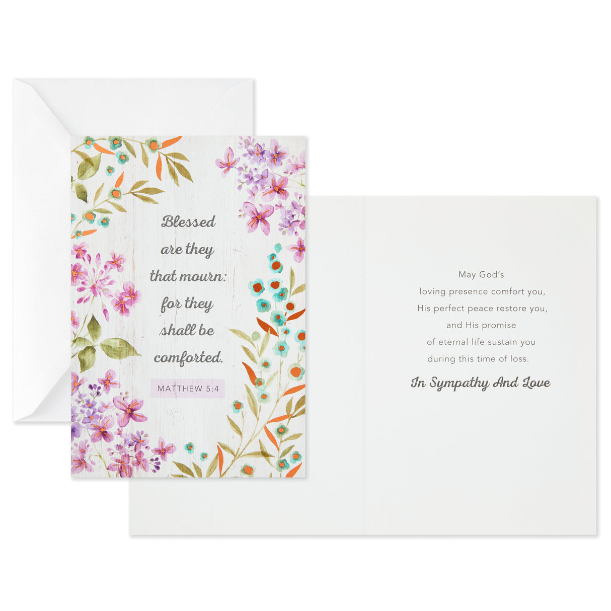 DaySpring Assorted Religious Sympathy Cards, Floral Wreaths (12 Cards with Envelopes)