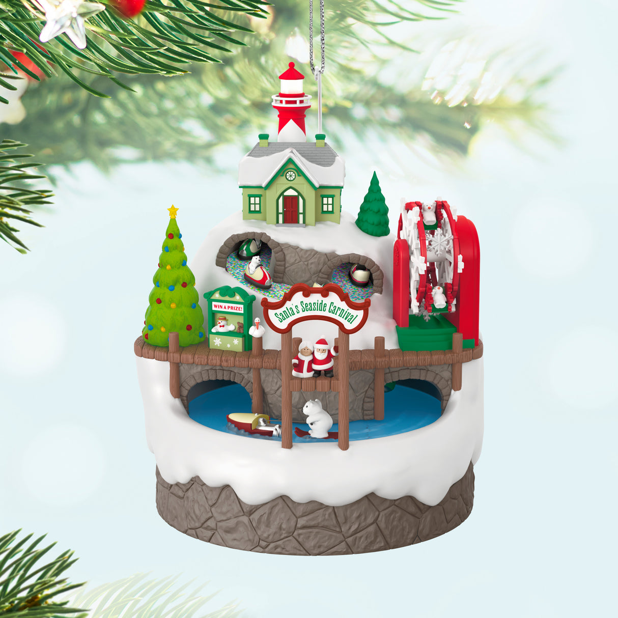 Keepsake Christmas Ornament 2024, Santa's Seaside Carnival Musical With Light and Motion, Santa Collectors Gifts