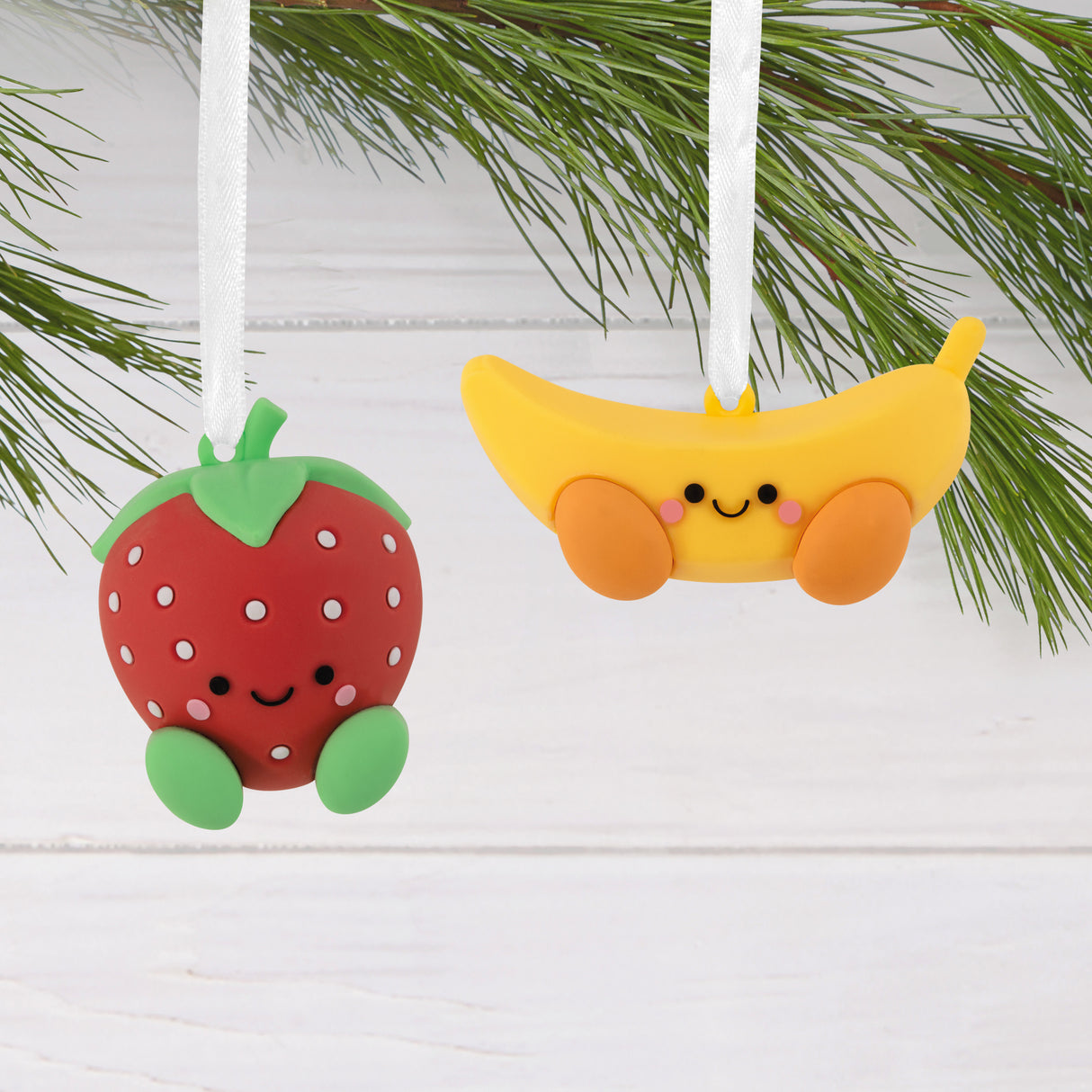 Hallmark Christmas Ornaments (Better Together Strawberry and Banana Magnetic), Set of 2