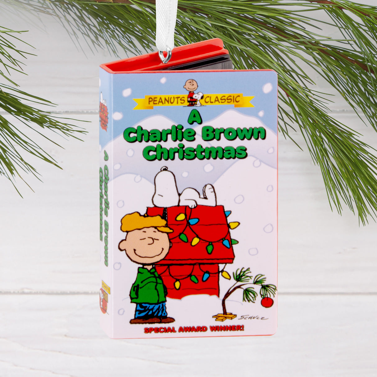 Hallmark Christmas Ornament (Peanuts A Charlie Brown Christmas Retro Video Cassette Case)