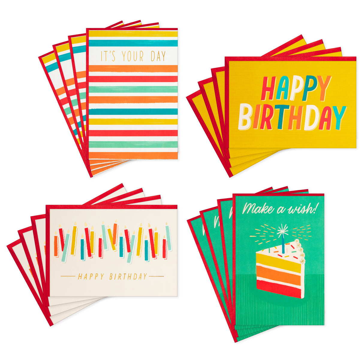 Birthday Cards Assortment, 16 Cards with Envelopes (Make a Wish)