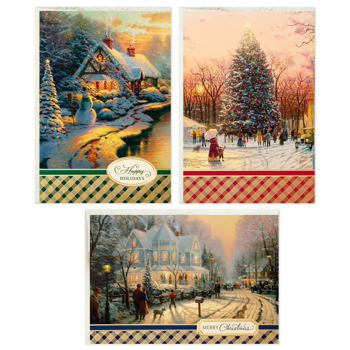 Thomas Kinkade Boxed Christmas Cards Assortment, Snowy Scenes (3 Designs, 24 Christmas Cards with Envelopes)