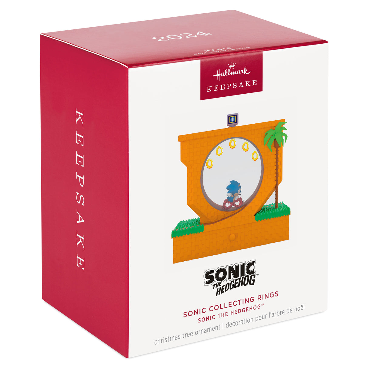 Keepsake Christmas Ornament 2024, Sonic the Hedgehog Sonic Collecting Rings With Light, Sound and Motion, Gifts for Gamers