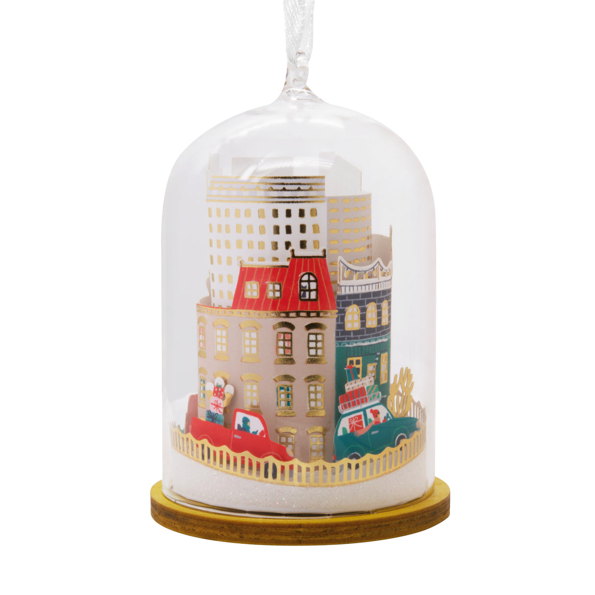 Signature City Scene in Glass Cloche Christmas Ornament