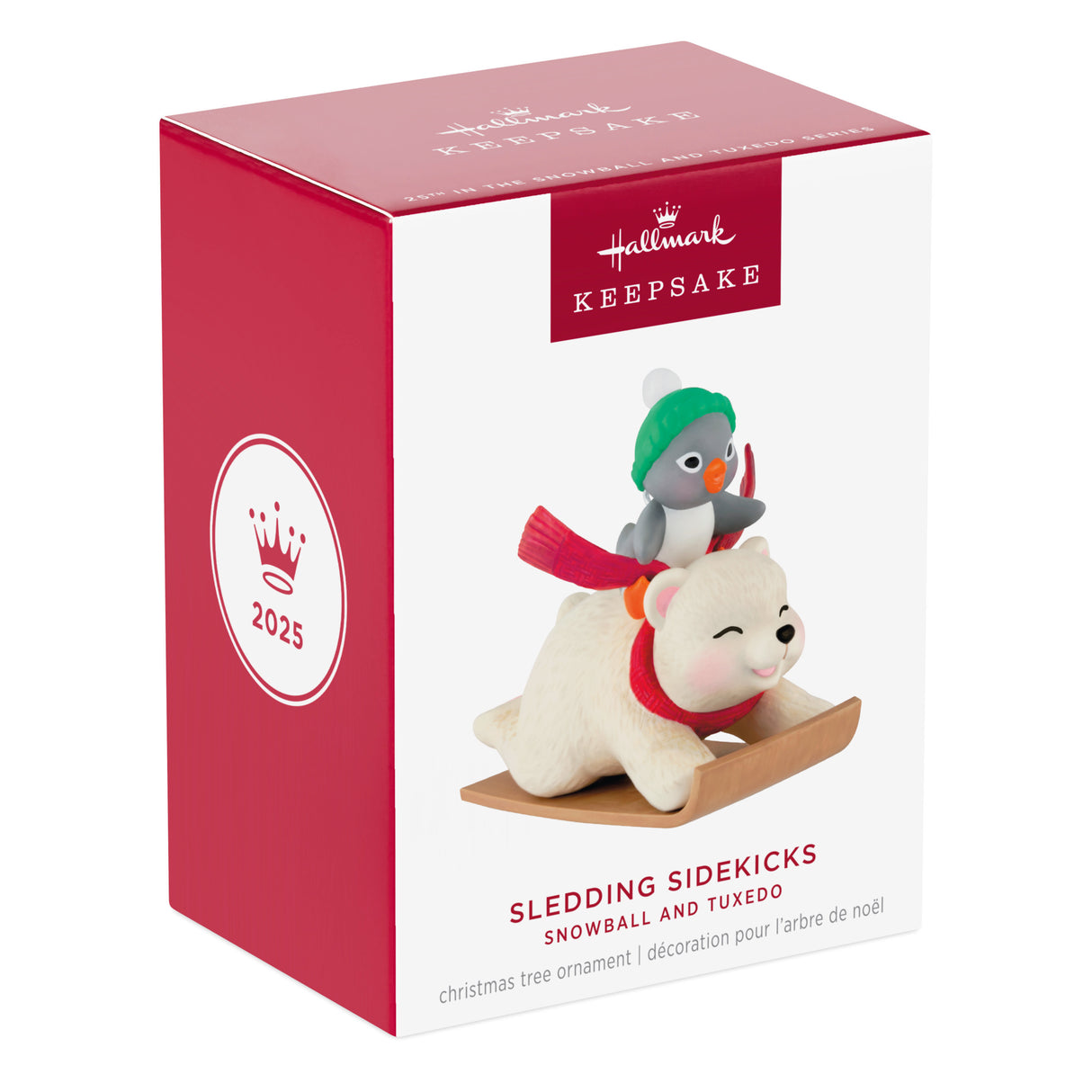 Hallmark Keepsake Christmas Ornament (Snowball and Tuxedo Sledding Sidekicks)