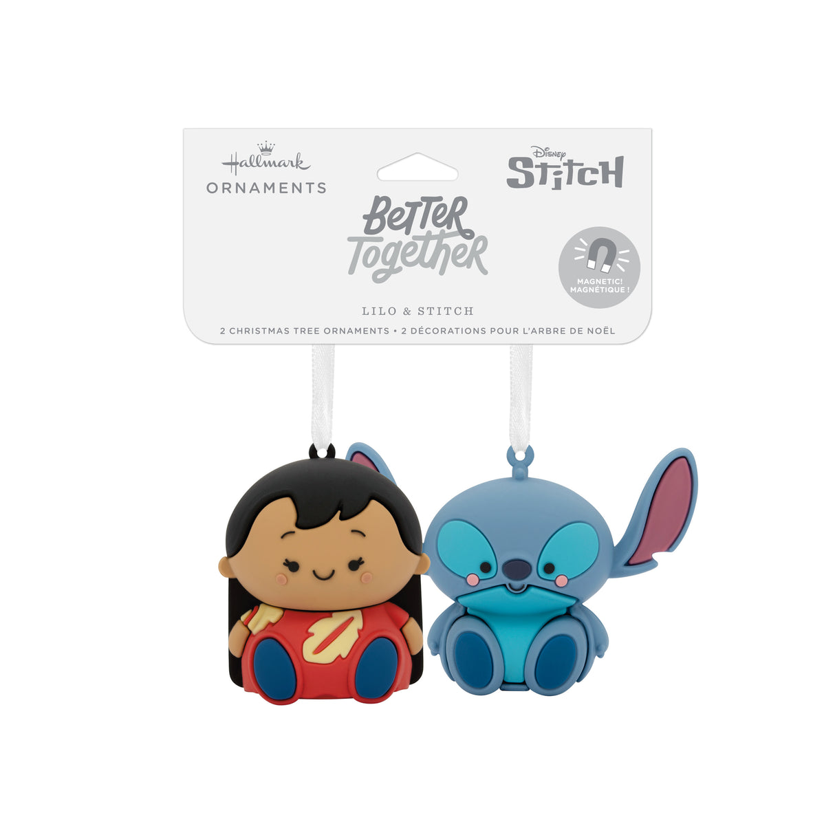 Better Together Disney Lilo & Stitch Magnetic Christmas Ornaments, Set of 2, Shatterproof