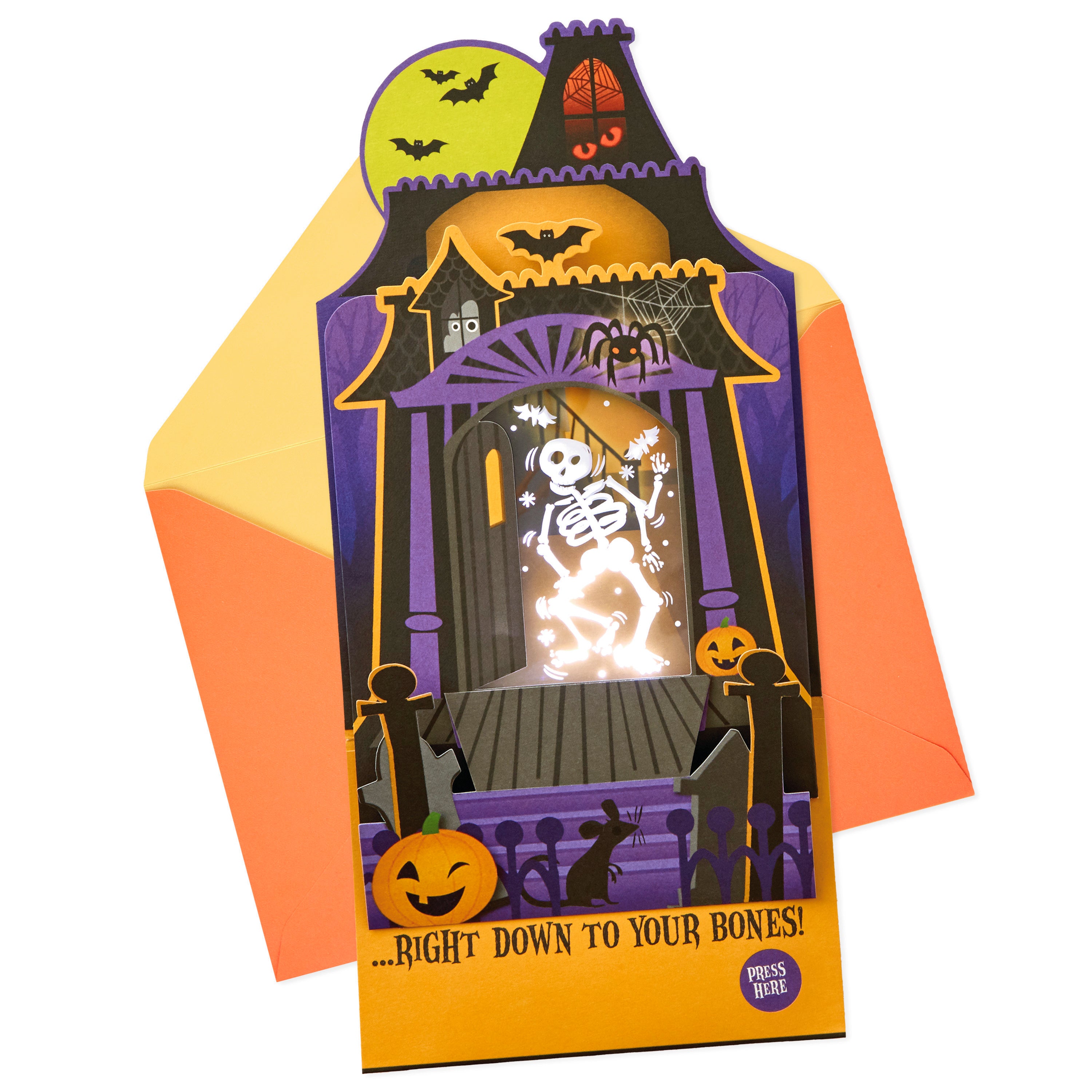 Musical Halloween Card for Kids (Displayable Haunted House with Light Up Skeleton)