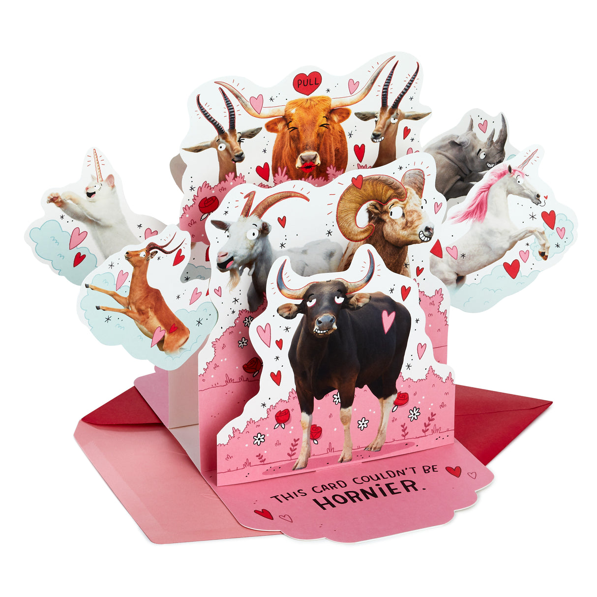 Hallmark Funny Pop Up Valentines Day Card for Husband, Wife, Boyfriend, Girlfriend (Horny Animals)