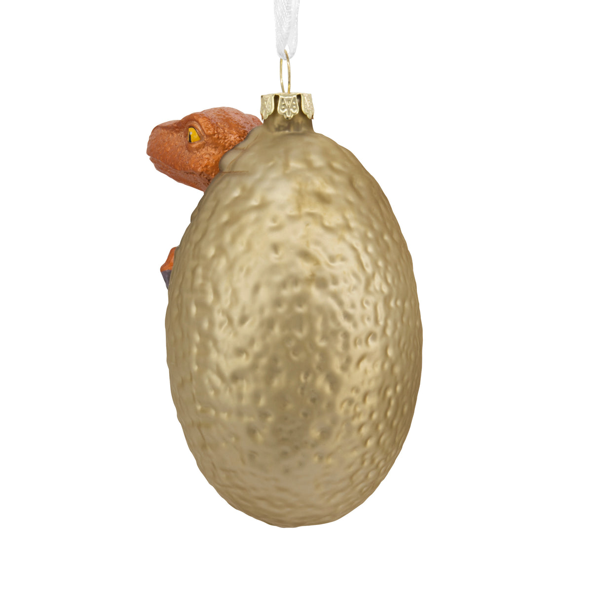 Jurassic Park Raptor Egg Hatching Christmas Ornament, Blown Glass