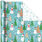 Reversible Christmas Wrapping Paper (3 Rolls: 120 sq. ft. ttl) Rustic Santa, Papercraft Snowmen, Candy Canes, Stripes, Snowflakes, "Merry Christmas to You"