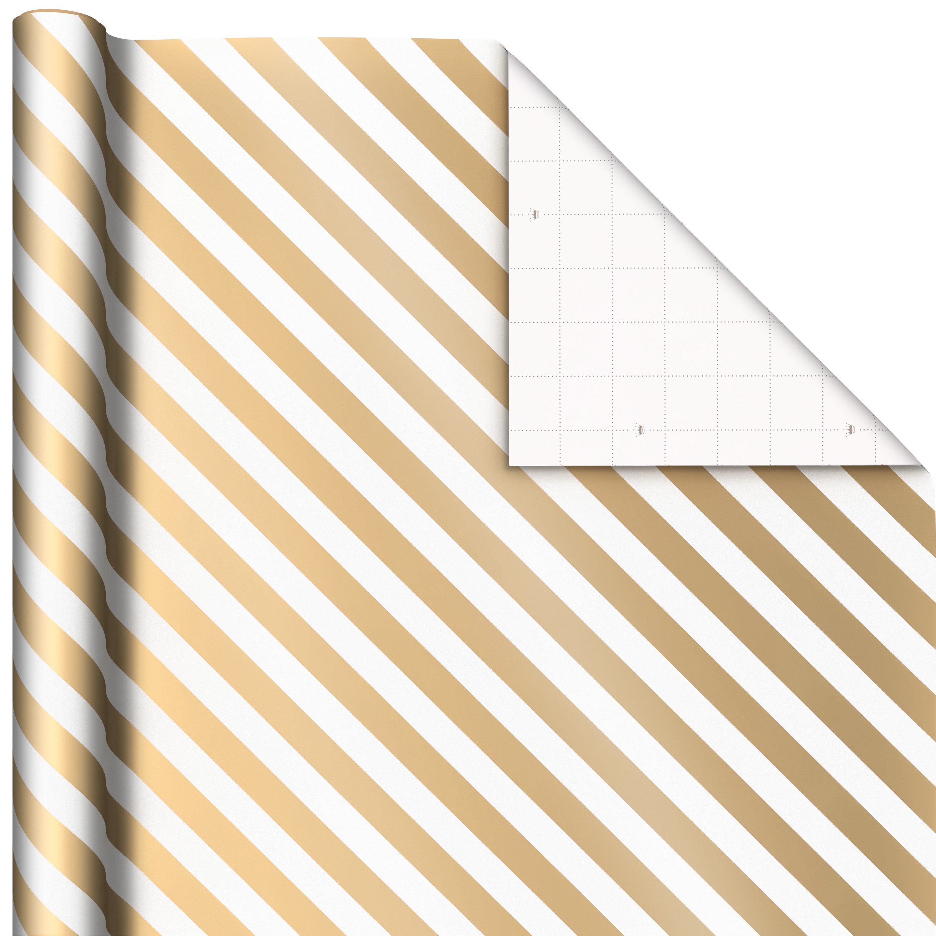 Hallmark All Occasion Wrapping Paper Bundle with Cut Lines on Reverse - White and Gold (3-Pack: 105 sq. ft. ttl.) for Birthdays, Weddings, Valentine's Day, Graduations, Engagements, Bridal Showers and More