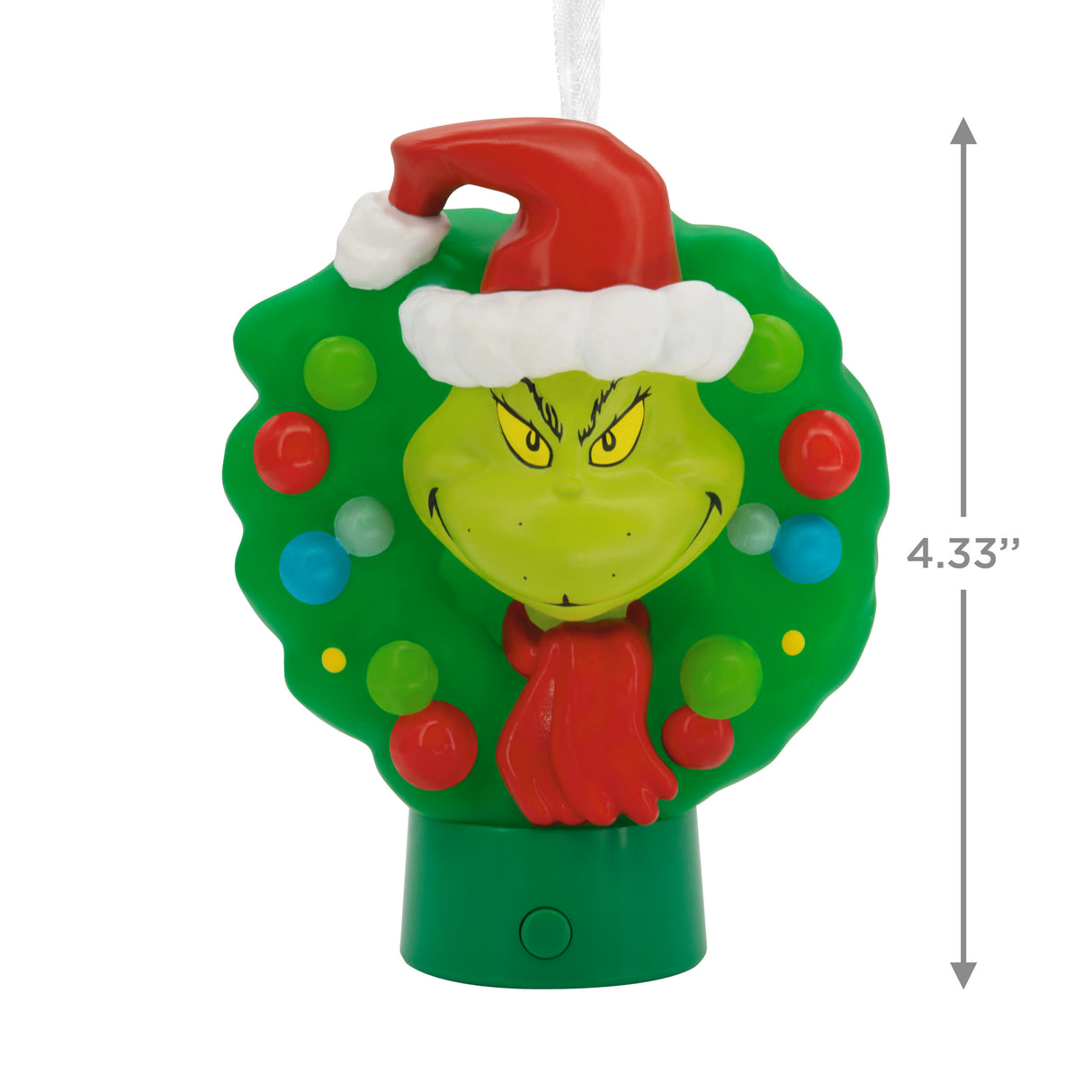 Dr. Seuss's How the Grinch Stole Christmas! Grinch in Wreath Christmas Ornament With Light