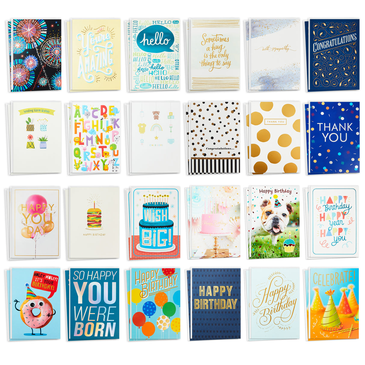 All Occasion Cards Assortment—48 Cards with Envelopes (Birthday, Thank You, Congrats, Sympathy, Baby Shower, Blank)