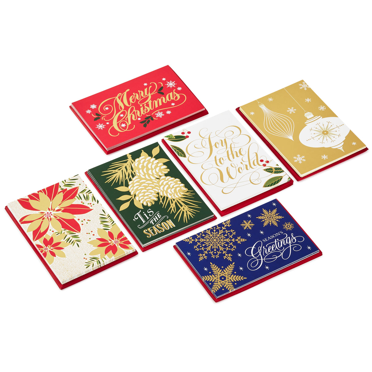 Boxed Christmas Cards Assortment, Gold Foil Classic (6 Designs, 36 Cards with Envelopes)