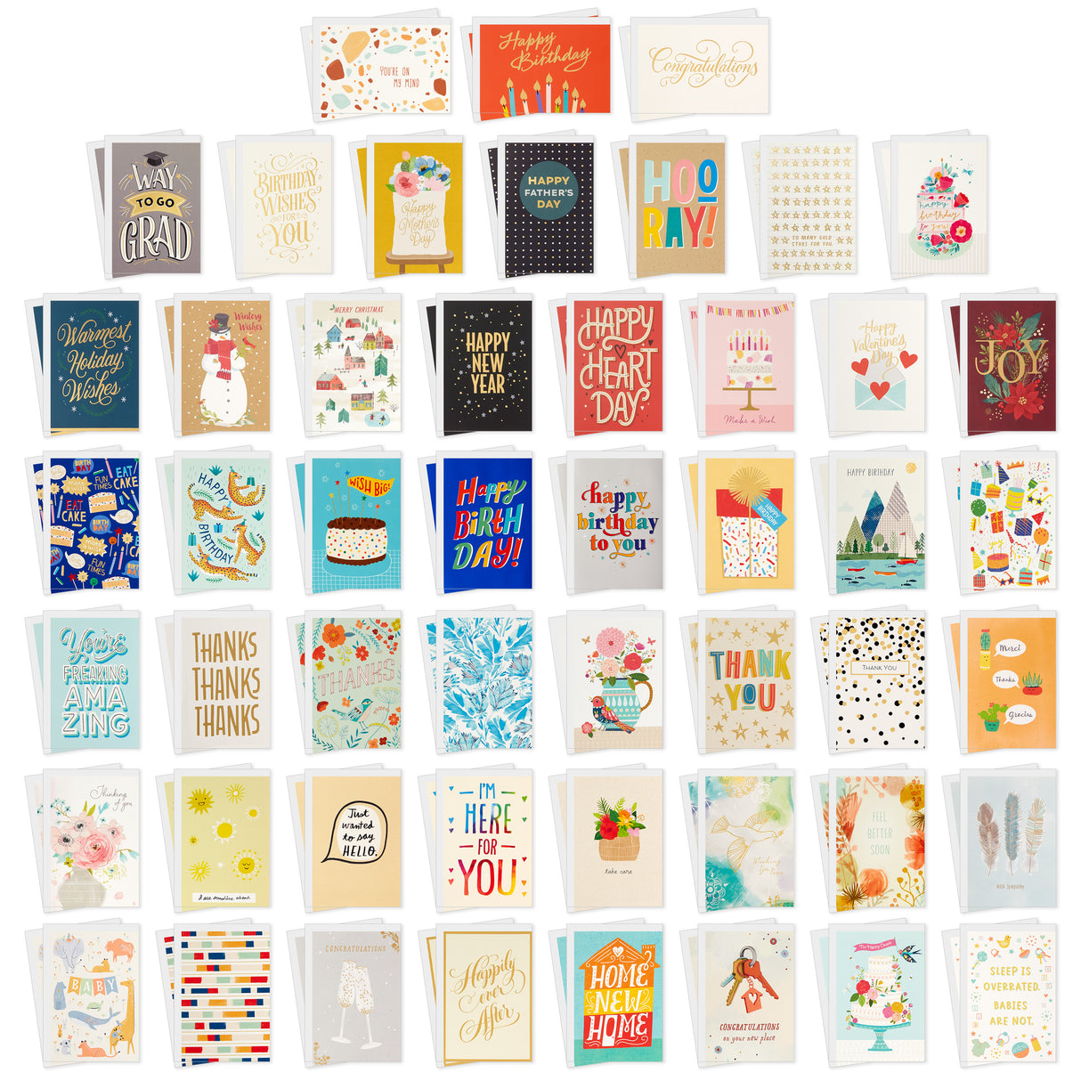 All Occasion Boxed Set of Assorted Blank Greeting Cards with Card Organizer (Pack of 100)—Birthday, Thank You, Congratulations, Wedding, Baby, Thinking of You, Sympathy