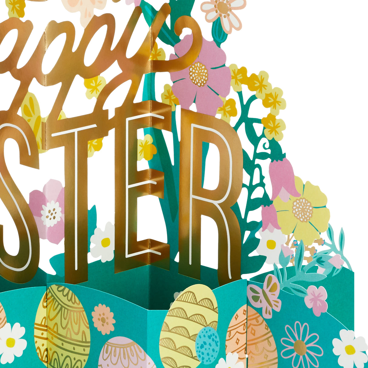 Jumbo Easter Eggs and Flowers 3D Pop-Up Easter Card