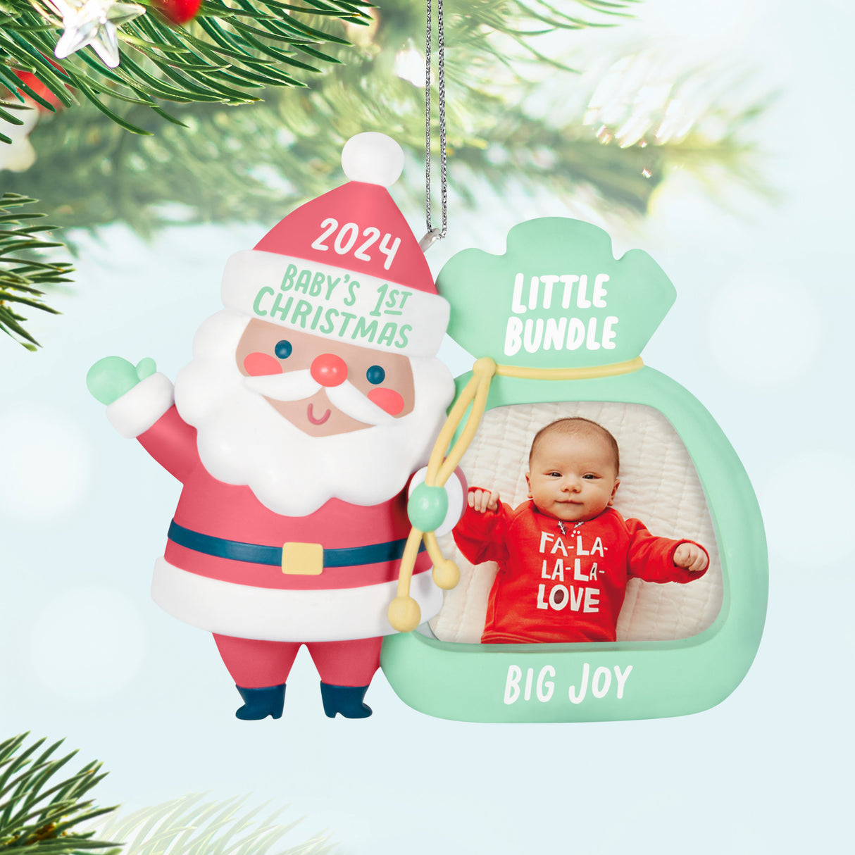 Keepsake Christmas Ornament 2024, Little Bundle Big Joy 2024 Photo Frame, Baby Shower Gifts