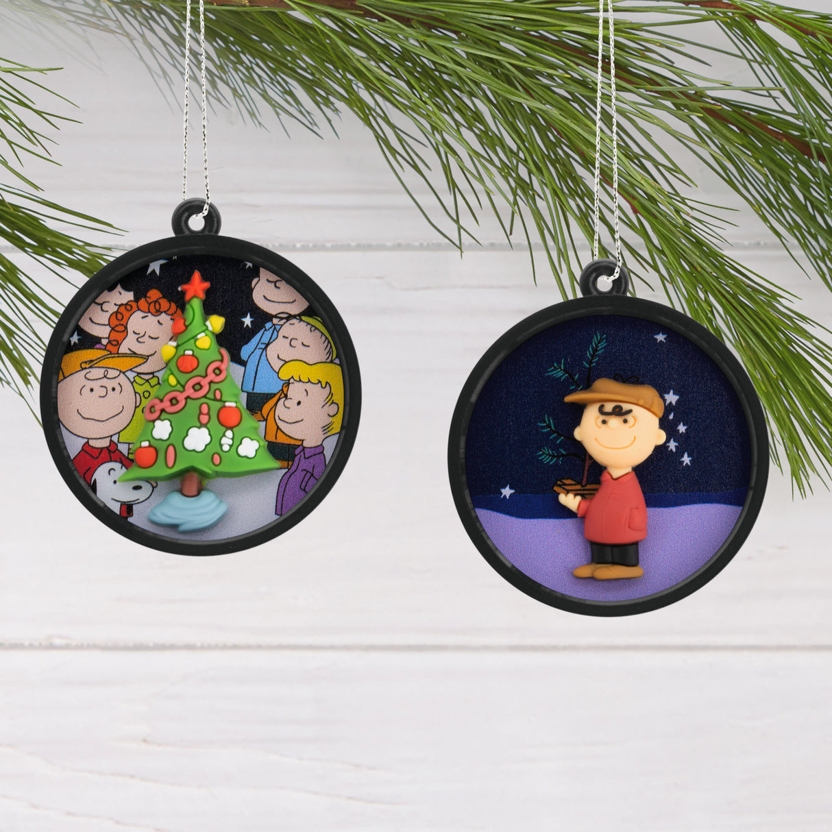 Peanuts Scenes Mini Christmas Ornaments, Shatterproof, Set of 4