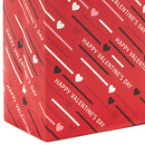 Hallmark 8" Medium Valentine's Day Gift Bags with Tissue Paper (3 Bags: Red with Black, Pink, White Stripes and Hearts)