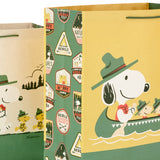 Hallmark Peanuts Gift Bag Bundle (2 Bags: 1 Large 13", 1 XL 15") Snoopy and Woodstock for Father's Day, Birthdays, Summer Camp