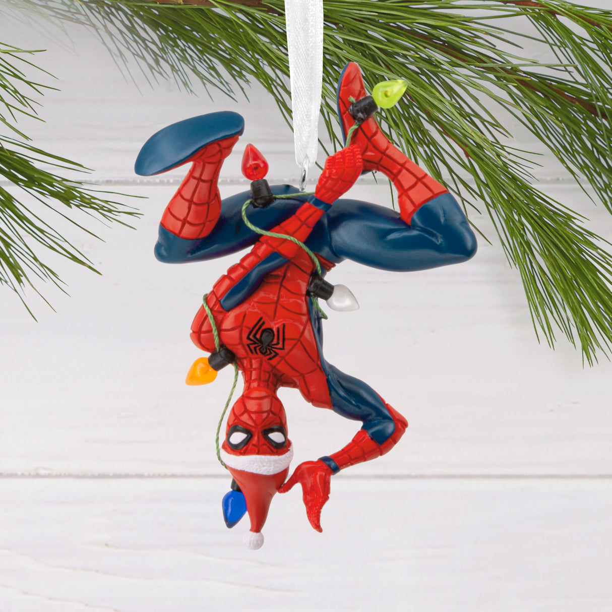 Hallmark Christmas Ornament (Marvel Spider-Man Hanging From Lights)