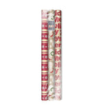 Reversible Christmas Wrapping Paper (3 Rolls: 120 sq. ft. ttl) "Merry Holidays," Snowflakes, Snowmen, Red Stripes