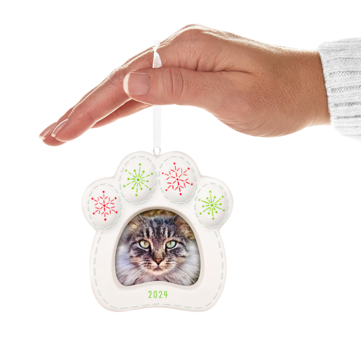 Keepsake Christmas Ornament 2024, Pretty Kitty 2024 Photo Frame, Porcelain, Pet Gifts