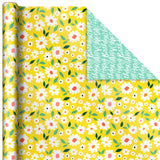 Hallmark Reversible Wrapping Paper (3 Rolls: 75 Sq. Ft. Ttl) Floral, Lemons, Bright Abstract for Birthdays, Easter, Mother's Day, Bridal Showers, Baby Showers