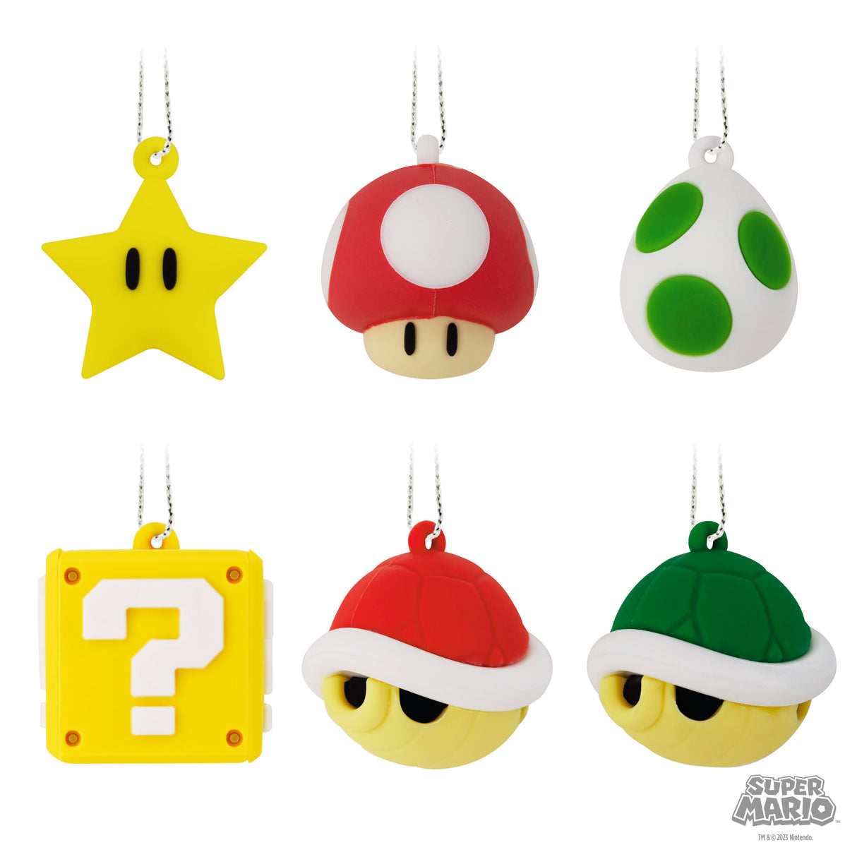 Nintendo Super Mario 1" Miniature Christmas Ornaments, Set of 6 Mini, Shatterproof