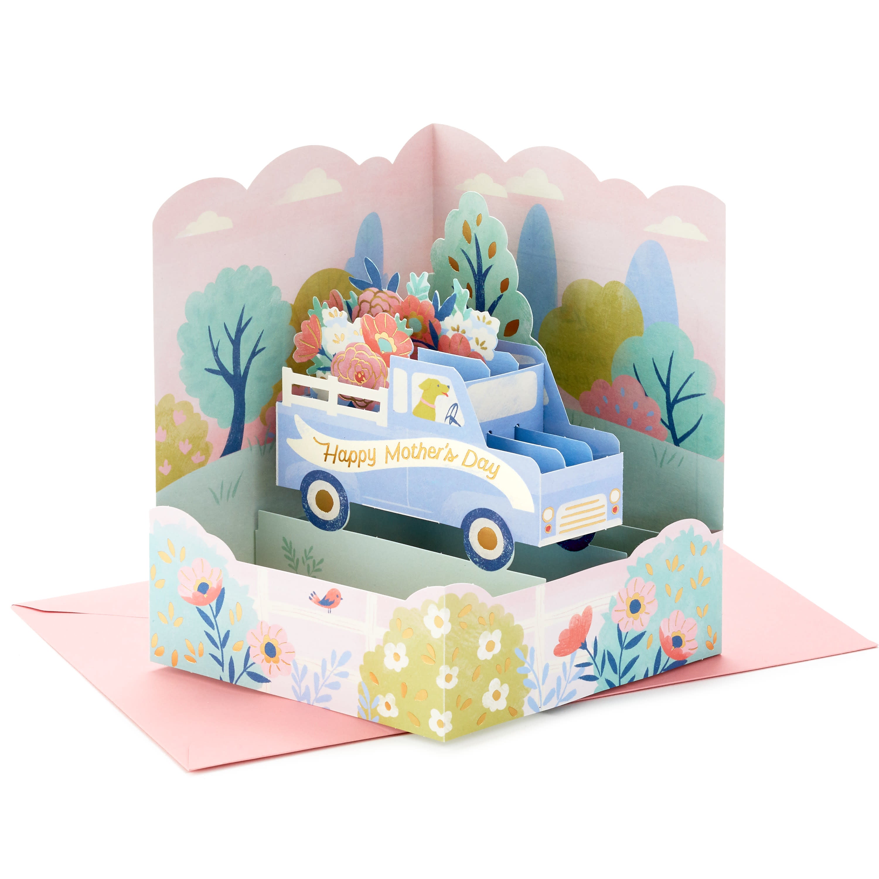 Hallmark Paper Wonder Displayable Pop Up Mothers Day Card (Truckload of Flowers)