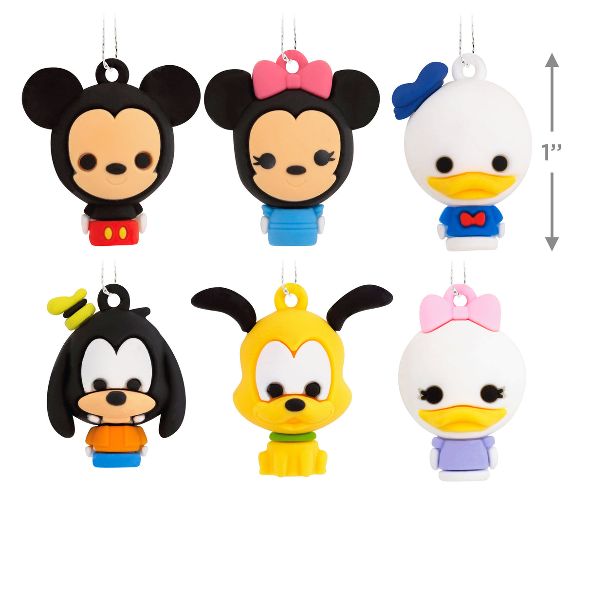 Disney Mickey Mouse and Friends Miniature Christmas Ornaments, Set of 6