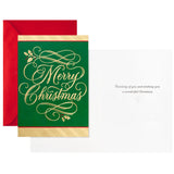 Boxed Christmas Cards, Green and Gold (40 Cards with Envelopes)