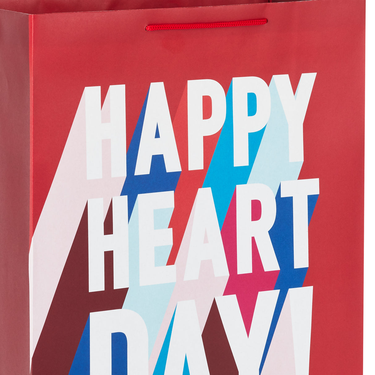 15" Extra Large Valentine's Day Gift Bags (2 Bags: "Happy Heart Day," Jewel-Tone Stripes) for Kids, Galentines Day, Spouse