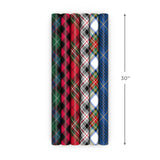 Plaid Wrapping Paper with Cutlines on Reverse (6 Rolls: Black and Red Buffalo Plaid, Royal Stewart Tartan, Blue, Green) for Christmas, Hanukkah, Father's Day, Graduation, Birthday