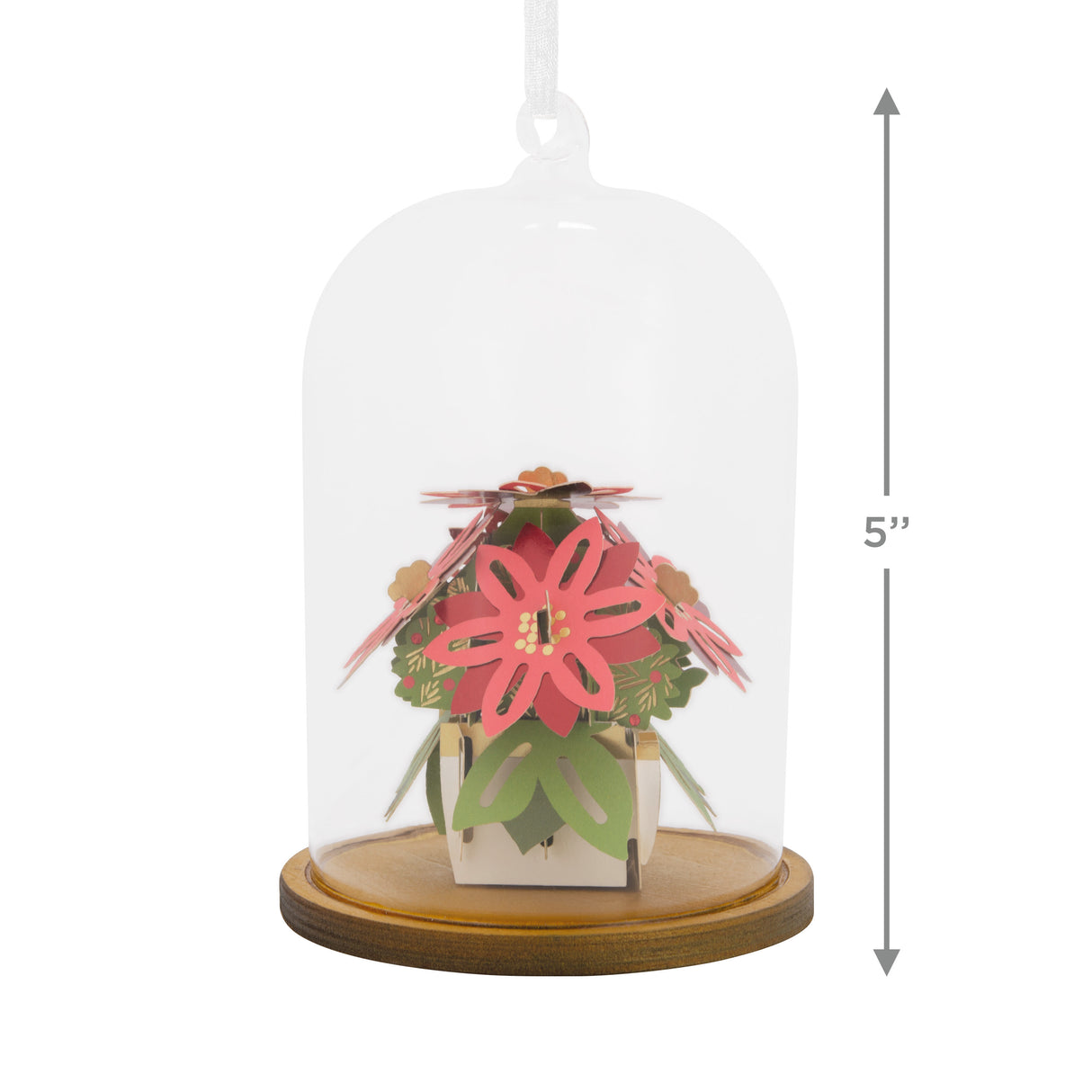 Poinsettia in Glass Cloche Christmas Ornament