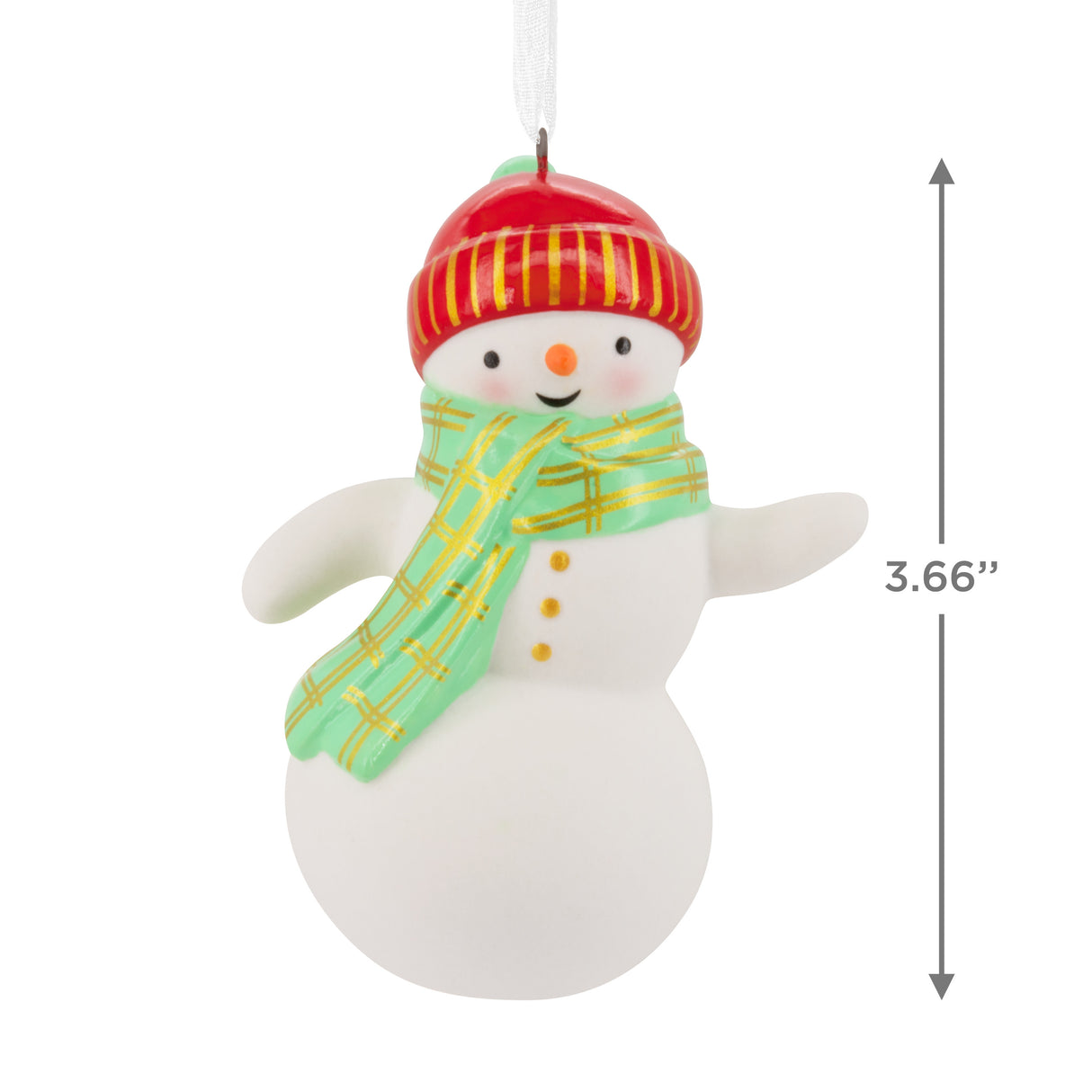 Festive Snowman Christmas Ornament, Ceramic