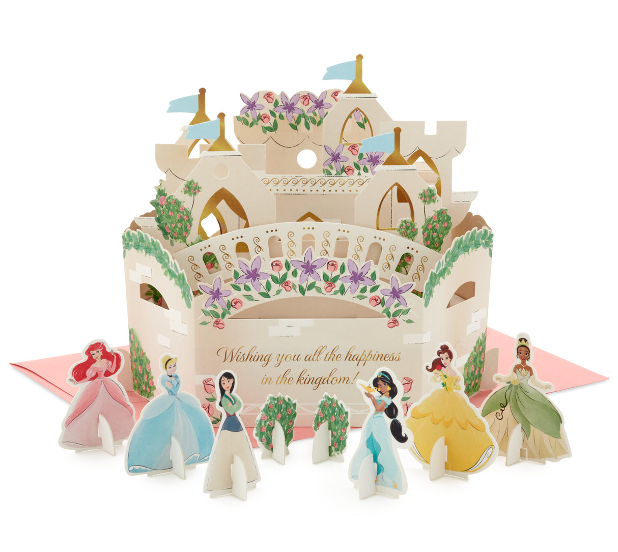 Hallmark Paper Wonder Pop Up Disney Princess Birthday Card for Kids (Castle Scene with Paper Princess Figures)