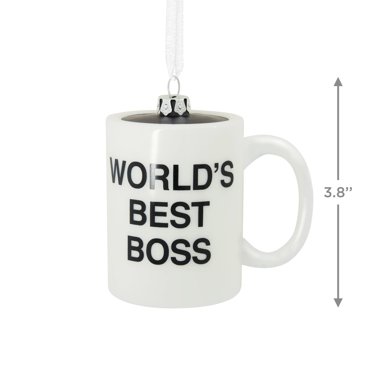 The Office World's Best Boss Coffee Mug Christmas Ornament, Blown Glass