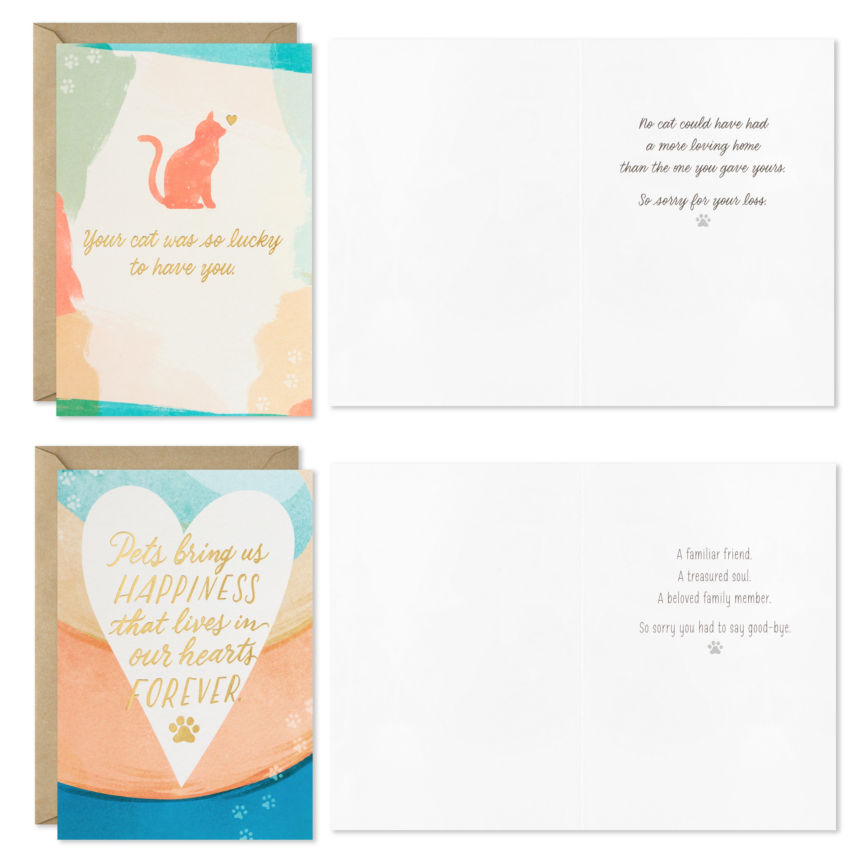 Pet Sympathy Cards Assortment, Hearts and Rainbows (16 Cards and Envelopes)