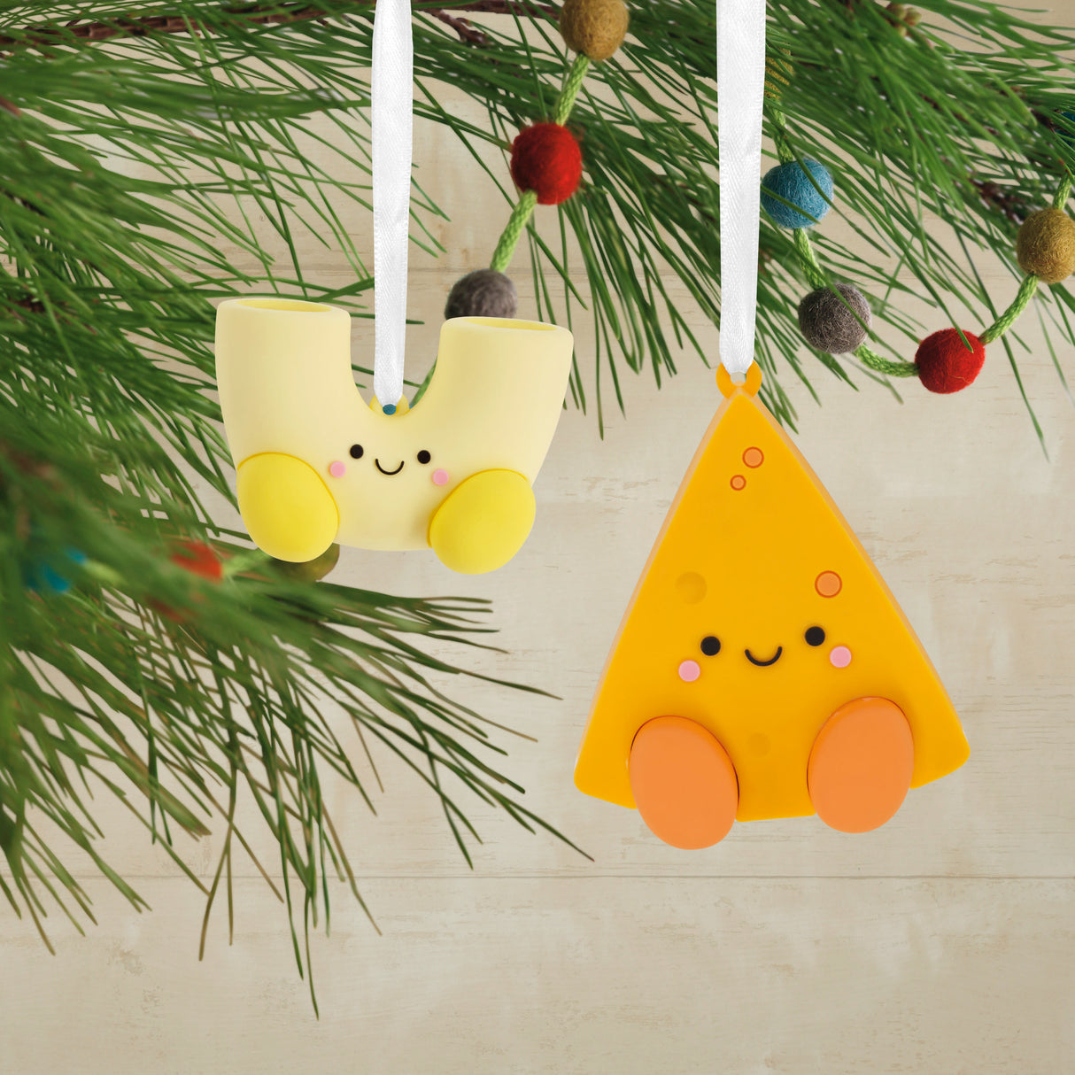 Better Together Mac and Cheese Magnetic Christmas Ornaments, Set of 2, Shatterproof