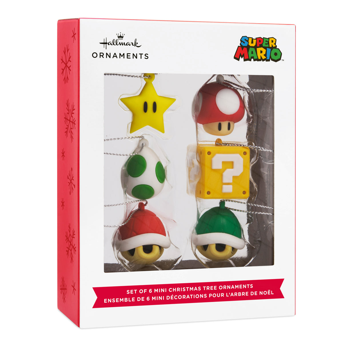 Nintendo Super Mario 1" Miniature Christmas Ornaments, Set of 6 Mini, Shatterproof