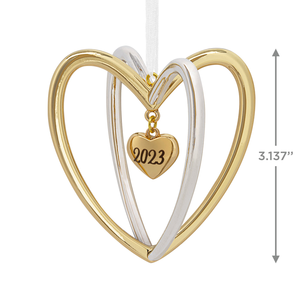 Hallmark Double Heart 2023 Christmas Ornament, Premium Metal