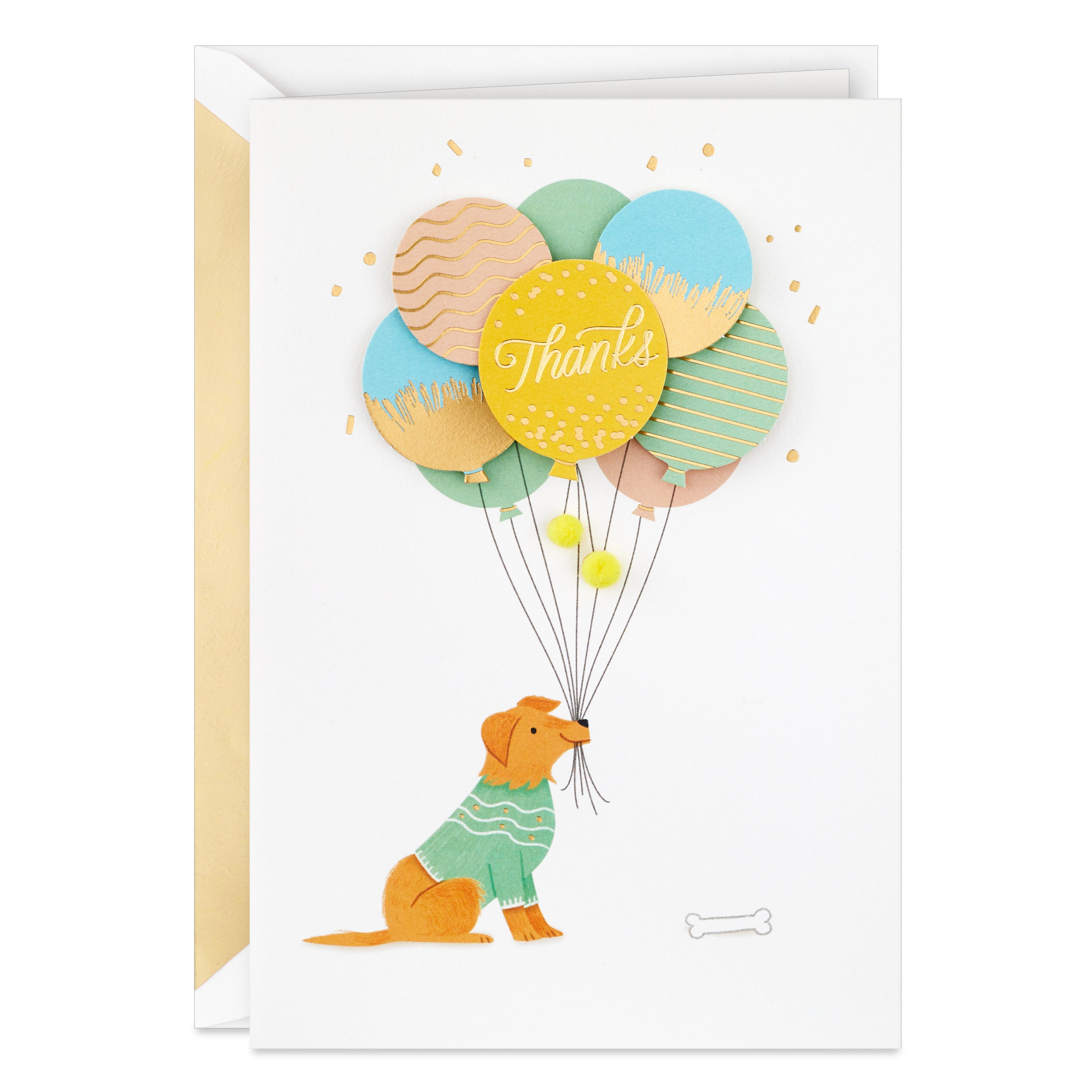 Hallmark Signature Thank You Card, Admin Professional Day Card (Dog with Balloons)