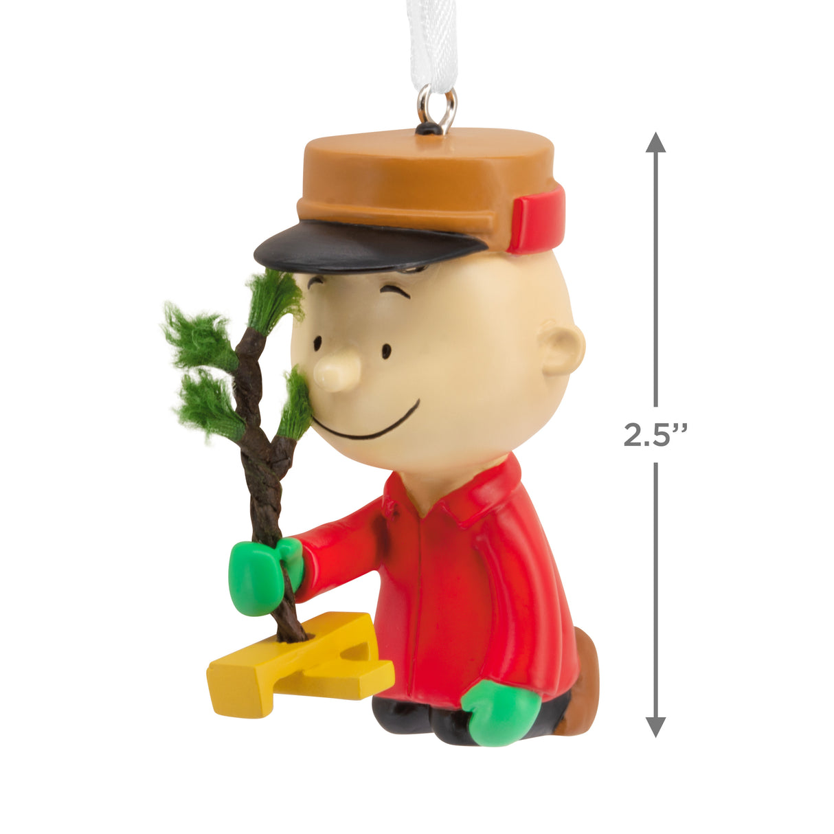 Hallmark Christmas Ornament (Peanuts Charlie Brown Kneeling With Tree)