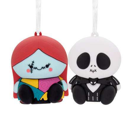 Better Together Disney Tim Burton's The Nightmare Before Christmas Jack and Sally Magnetic Christmas Ornaments, Set of 2, Shatterproof