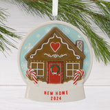 Gingerbread Snow Globe New Home 2024 Christmas Ornament, Ceramic